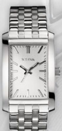 96A157 Bulova Mens Corporate Collection Silver Watch w/ Engravable Buckle