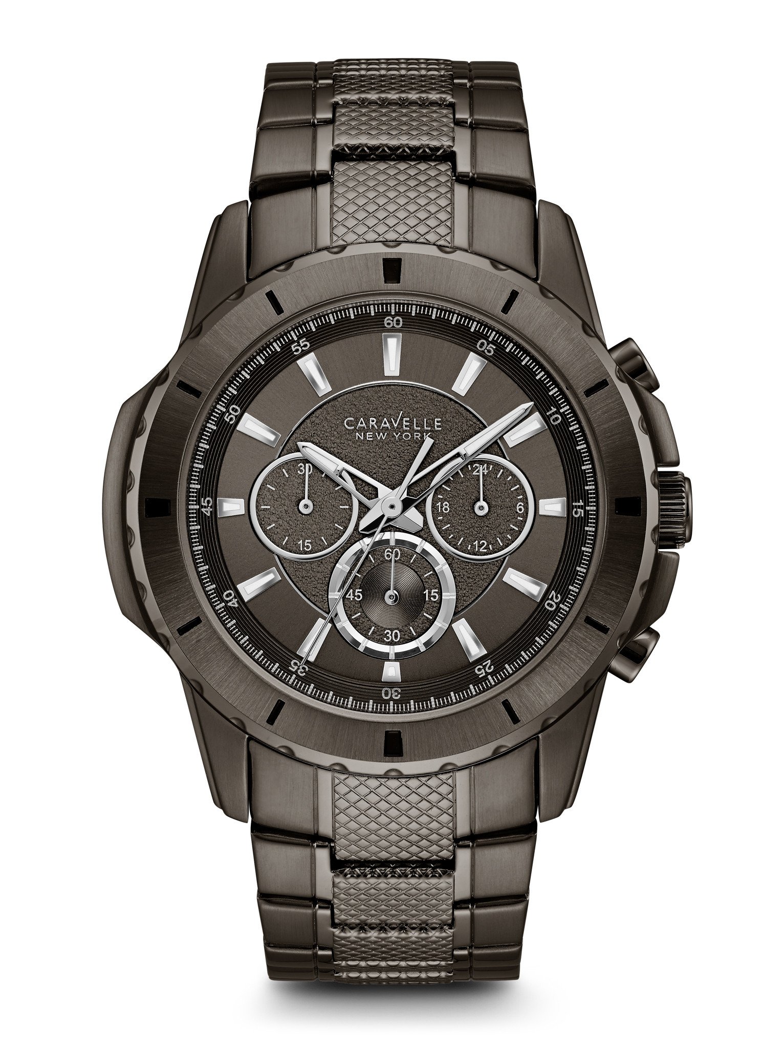 45A139 Caravelle New York by Bulova Men's Gunmetal Chronograph Stainless Steel Bracelet Watch