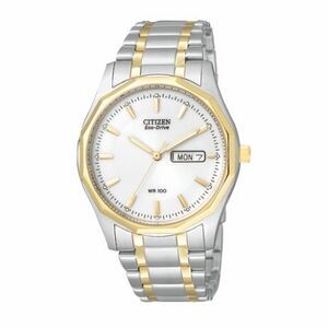 Citizen Mens Eco-Drive Stainless Steel Watch w/White Round Dial