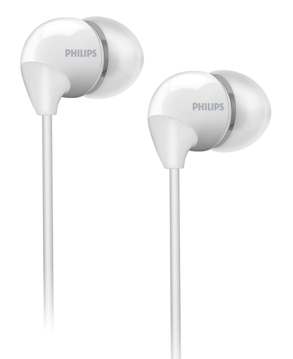 SHE3595WT/28 Philips In-Ear Headphones with Dynamic Bass and Integrated Mic 