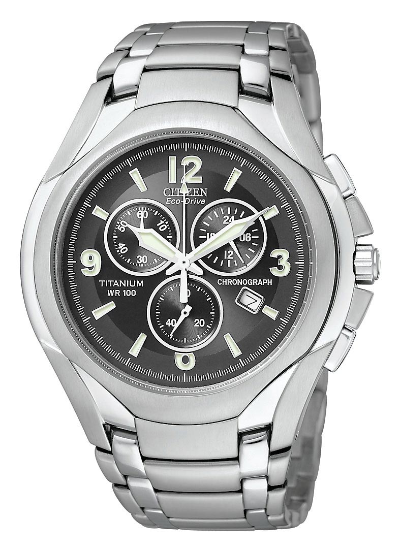 AT0940-50E Citizen Men's Eco-Drive Titanium Chronograph Black Dial Watch 