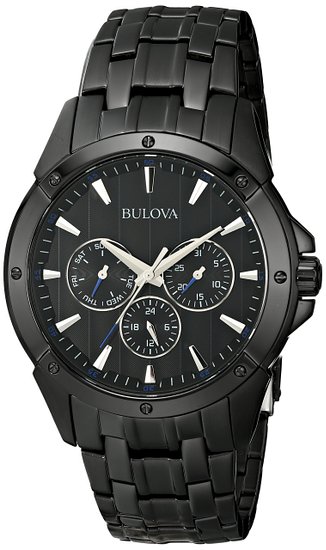 Bulova Mens Black Ion-Plated Stainless Steel Watch