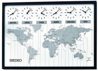 Seiko QXA538KLH Classic Six City World Time Wall Clock