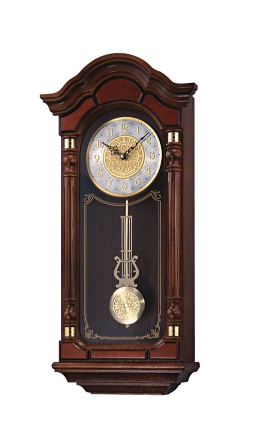QXH004BLH Seiko Dark Brown Rectangle Pendulum Wall Clock