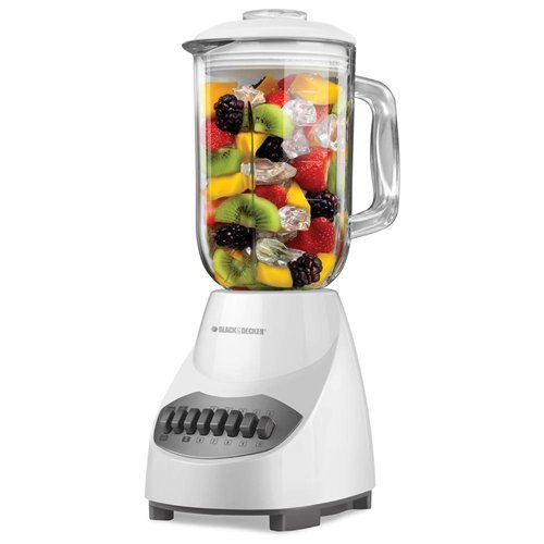 Black and Decker 10- Speed Glass Blender in White