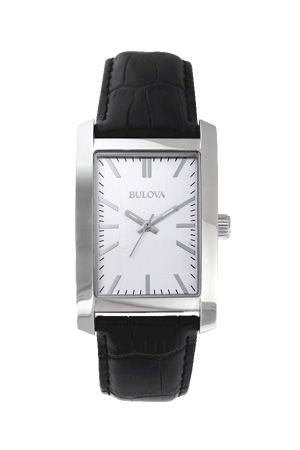 Bulova Womens Corporate Collection Black Leather Strap Watch
