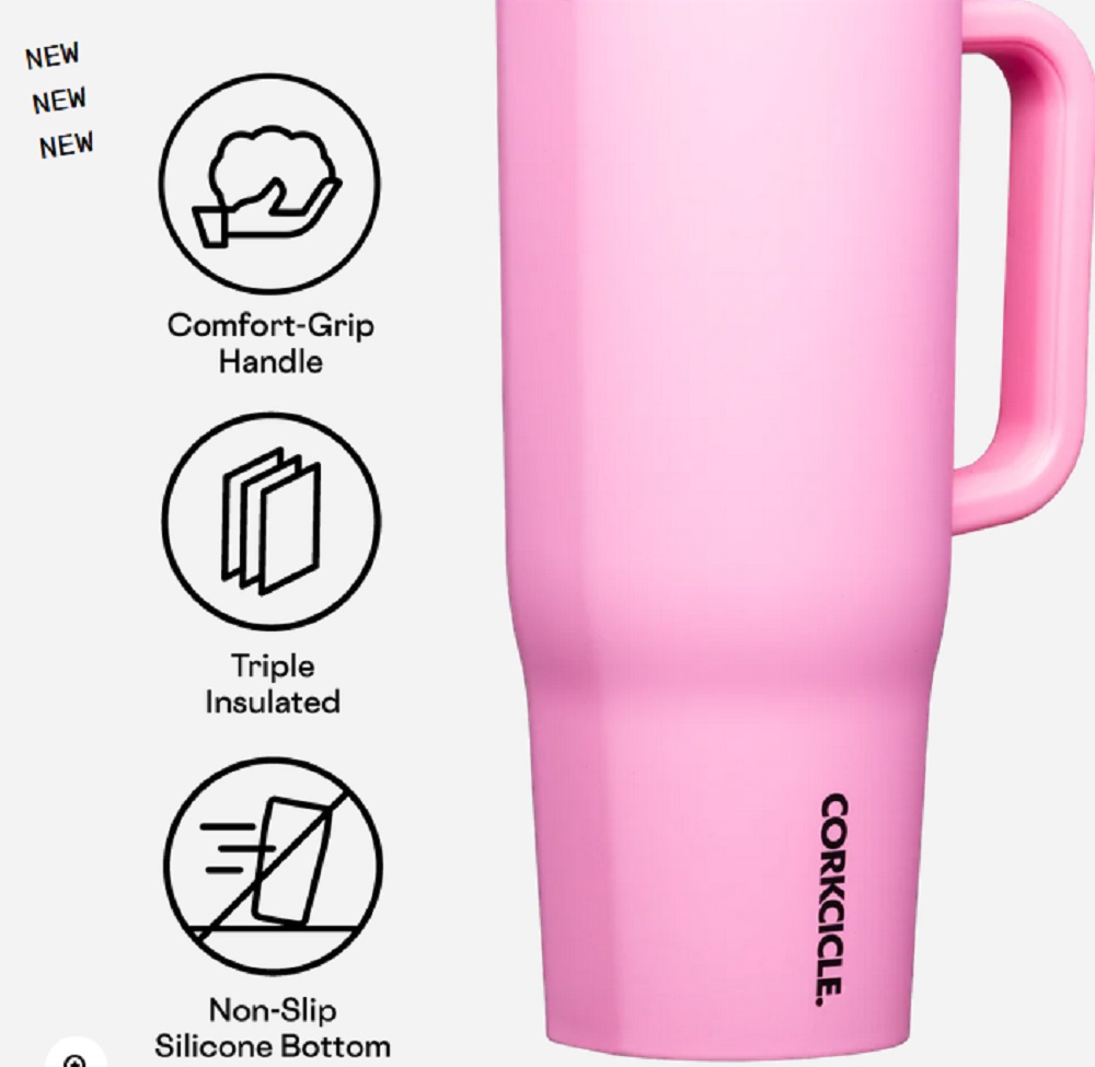 Corkcicle 40oz. Sun-Soaked Pink Cruiser Insulated Tumbler with Handle