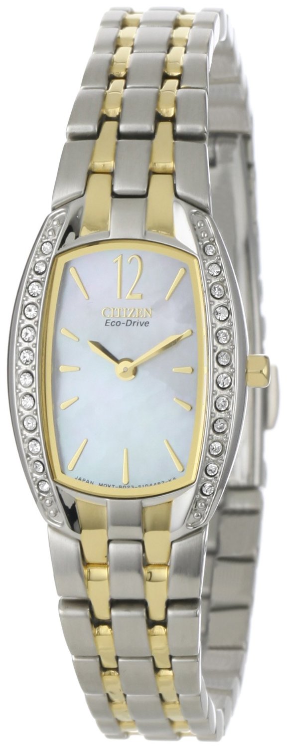EW9964-54D Citizen Ladies Eco-Drive Silhouette - Crystals - Mother of Pearl Dial - Two-Tone Watch
