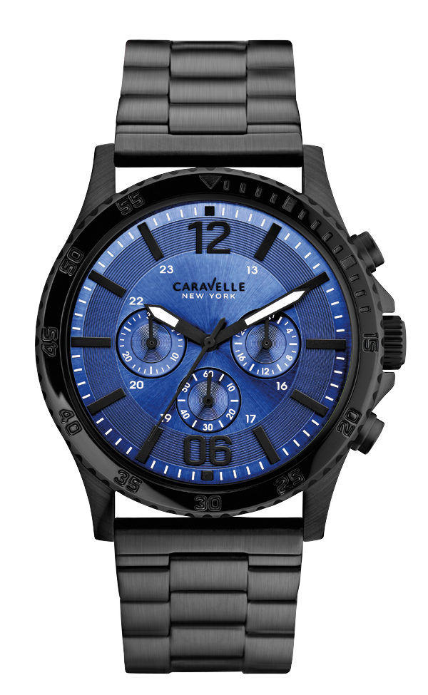 45A106 Caravelle Blue Chronograph Dial Black Stainless Steel Watch