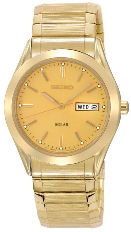 SNE058 Seiko Men's Gold Tone Solar Champagne Dial Watch