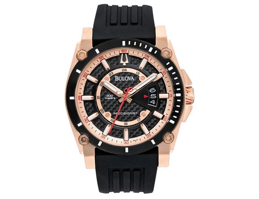 98B152 Bulova Watch, Men's Precisionist Black Silicone Strap Watch