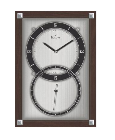 C4333 Bulova Enterprise Walnut Framed Wall Clock w/ Black & Chrome Chapter Ring