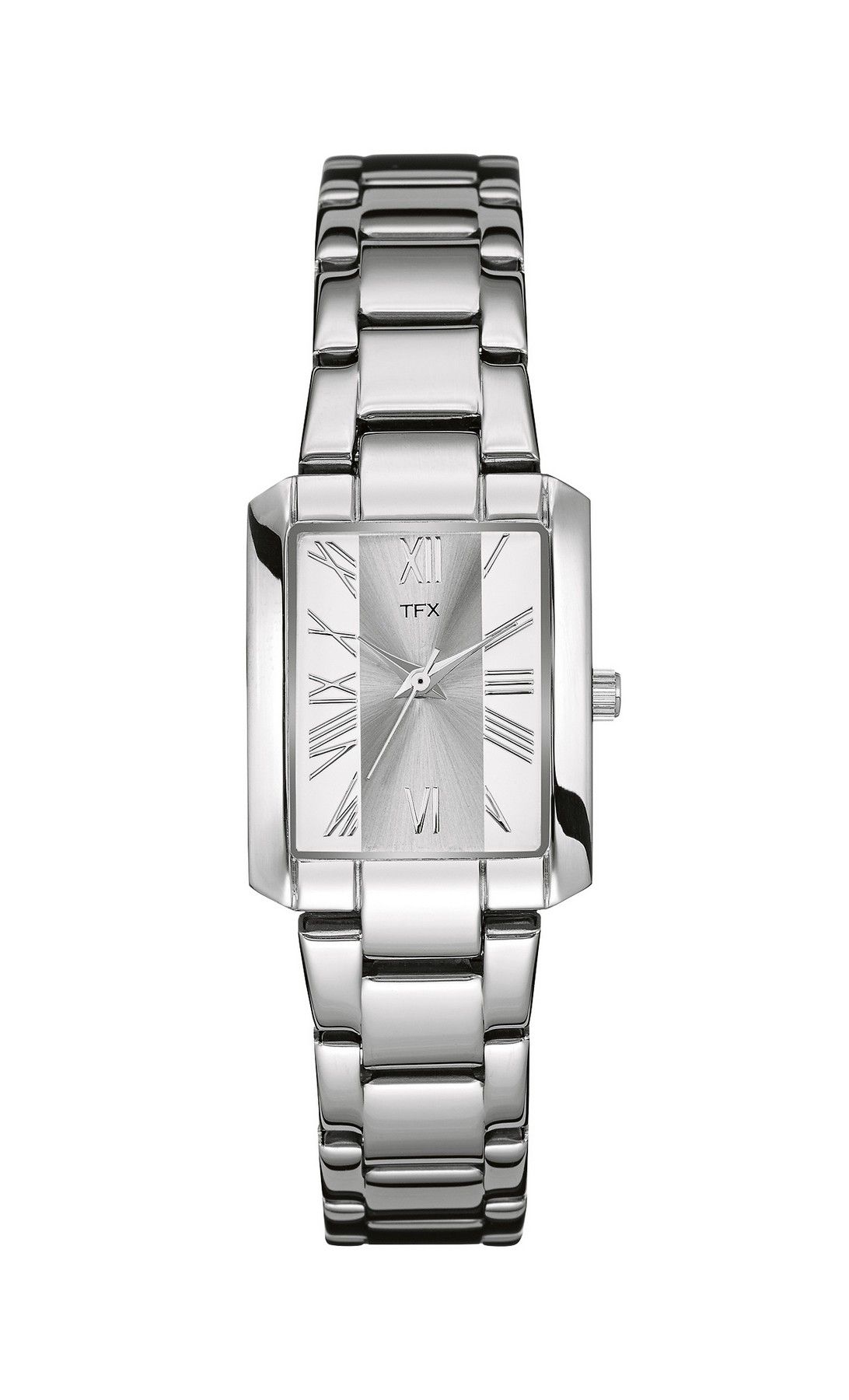36T116 Bulova TFX Collection Ladies Tank Steel Bracelet Watch w/ Rectangle Dial