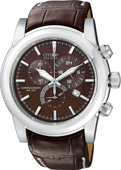AT0550-11X Citizen Men's Brown Eco-Drive Chronograph Leather Strap Watch